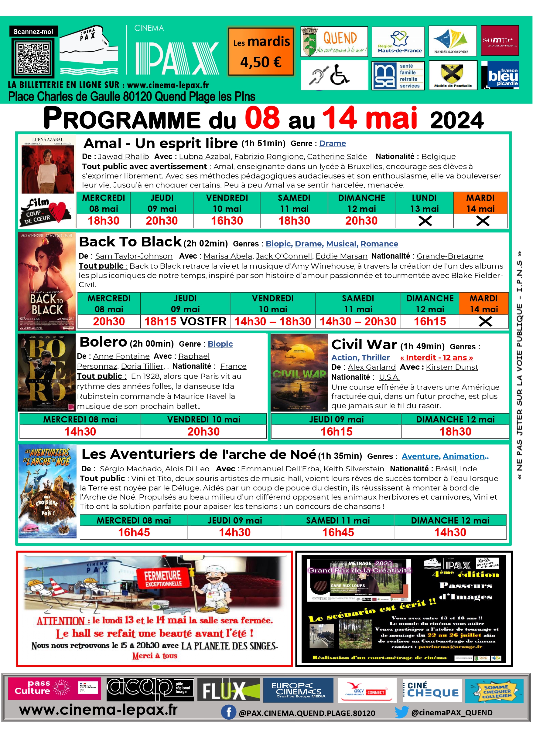 Programme cinéma du 8 au 14 mai 2024