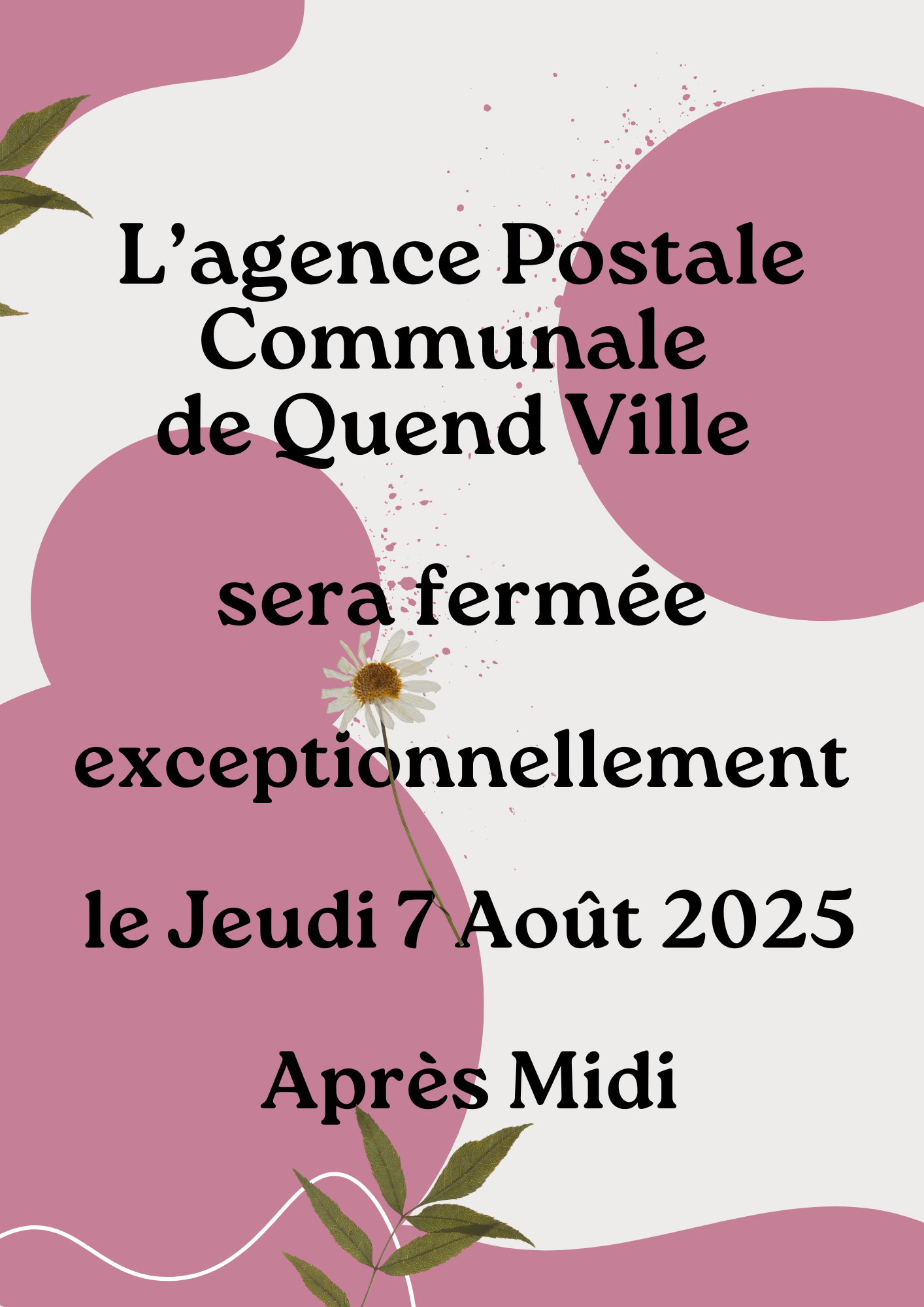 Fermeture exceptionnelle de l’Agence Postale de Quend Ville