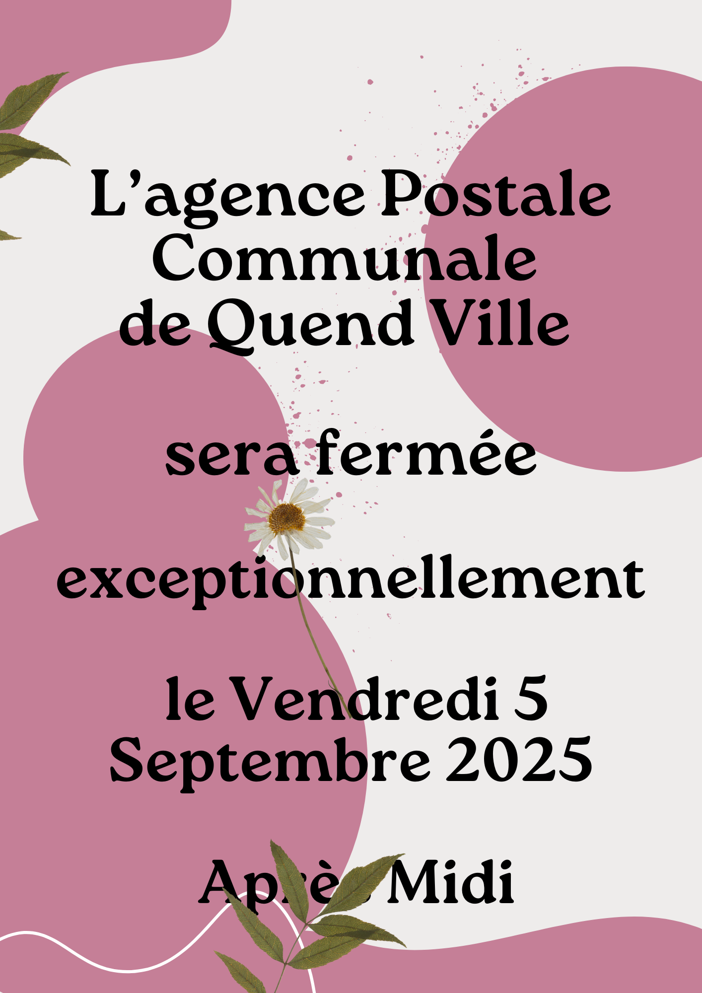 Fermeture Agence Postale Communale de Quend Ville