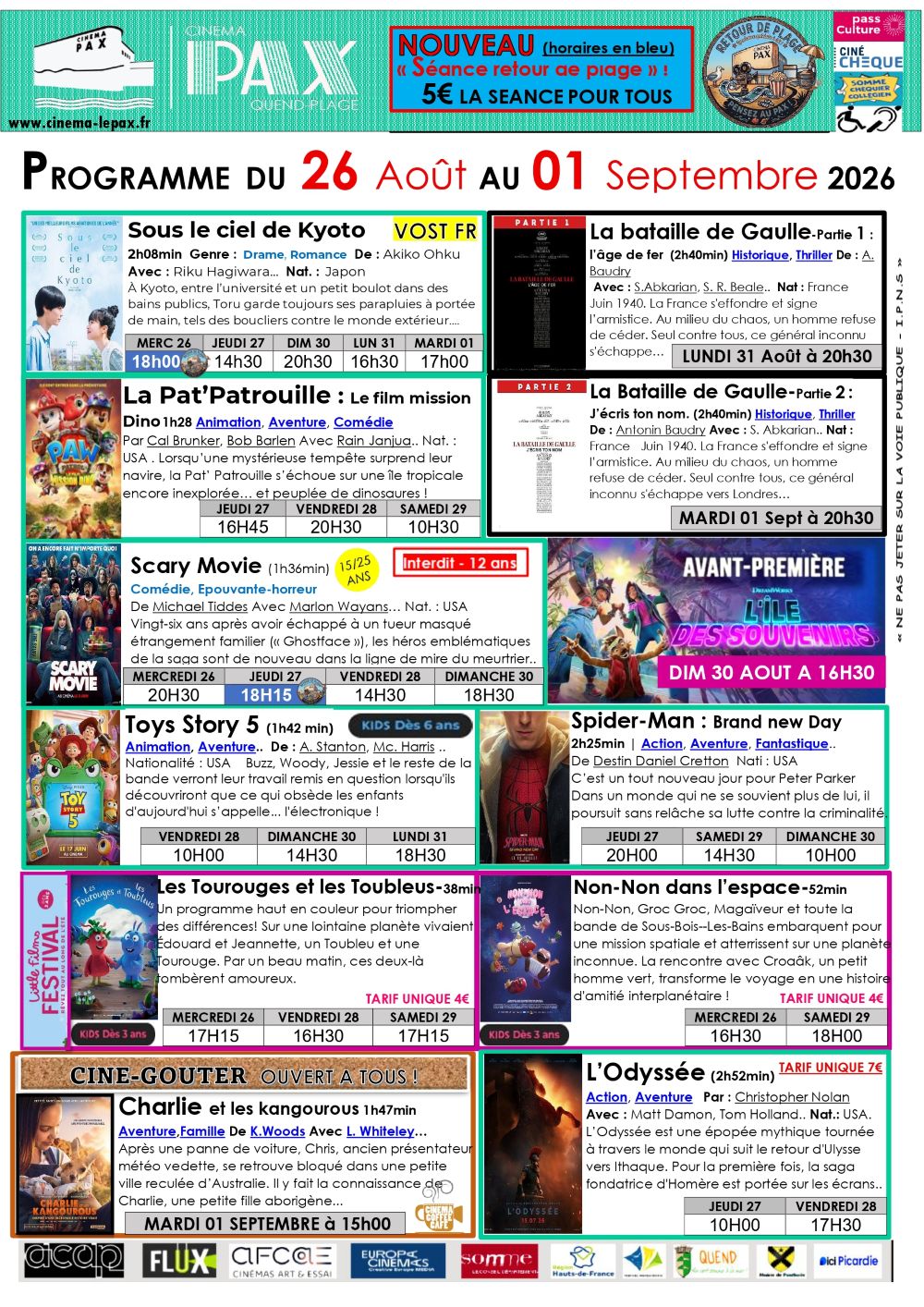 Programme du Cinéma Pax