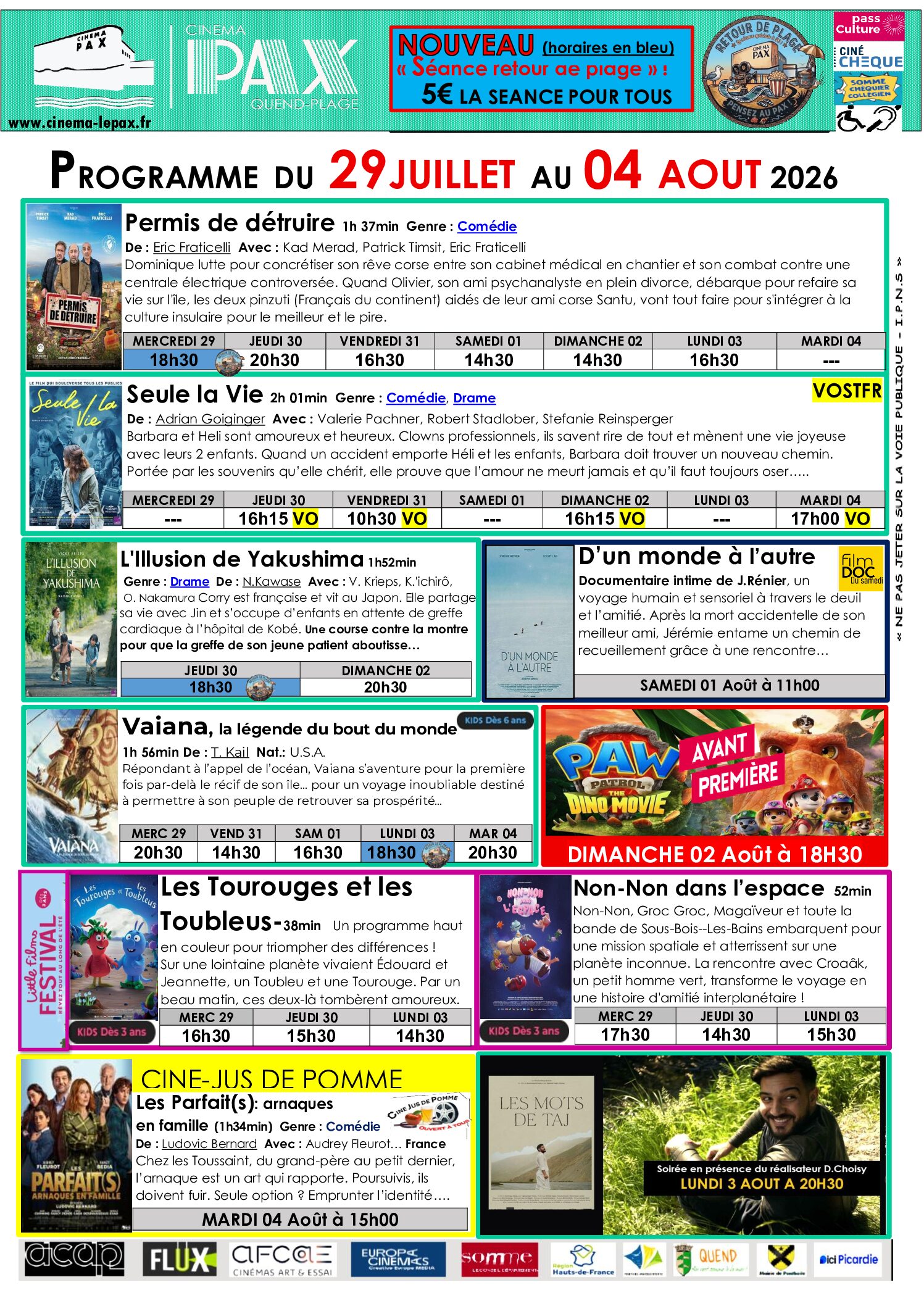 Programme du Cinéma Pax